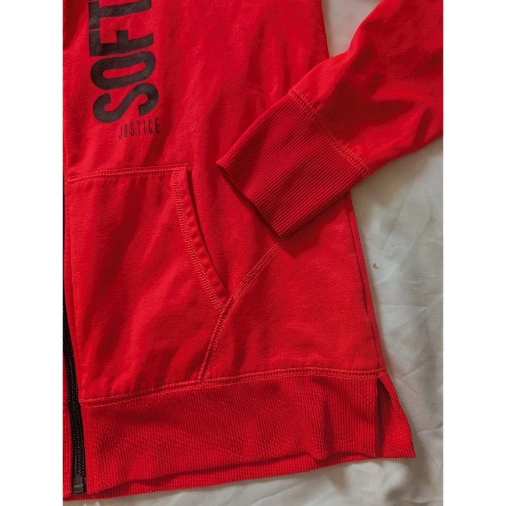 Justice Girls Size 14 Red Full-Zip Softball Long Sleeve Hooded Sweatshirt - Picture 3 of 7